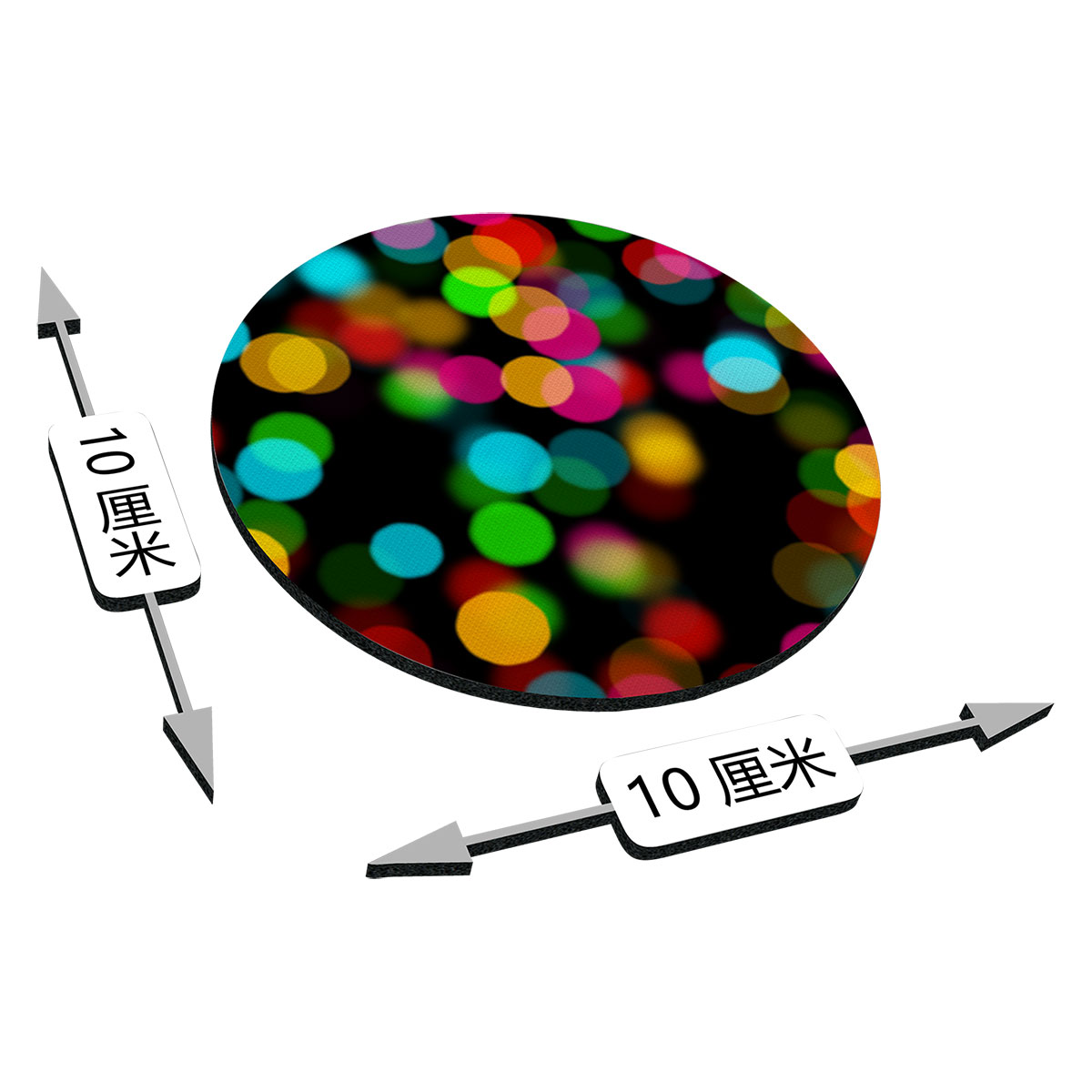 DIY来图定制印图杯垫10cm圆型 3mm厚 布面印花黑色橡胶底杯垫 - 图0