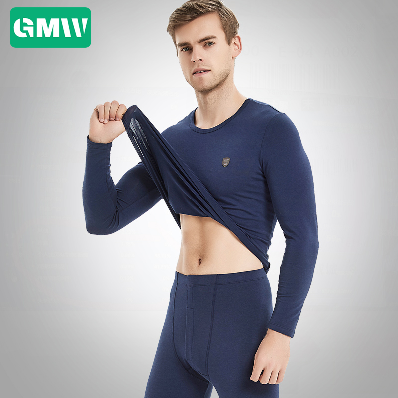 男士保暖内衣套装薄款莫代尔棉青年V领毛衫打底衫圆领秋衣秋裤女 - 图1