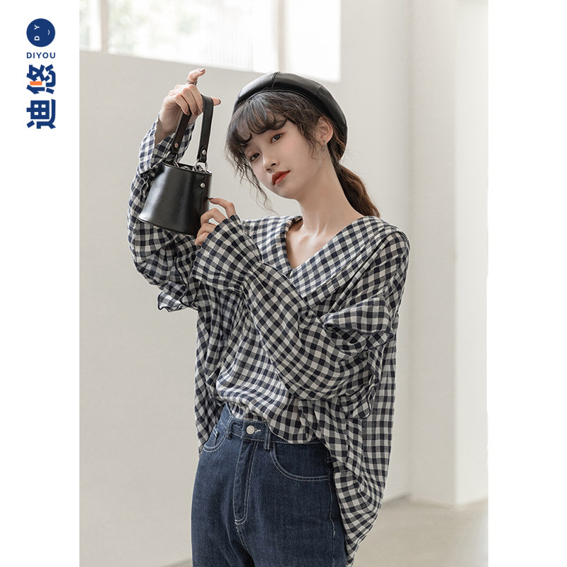 2020秋季锁骨设计感小众棉麻衬衫 迪悠衬衫