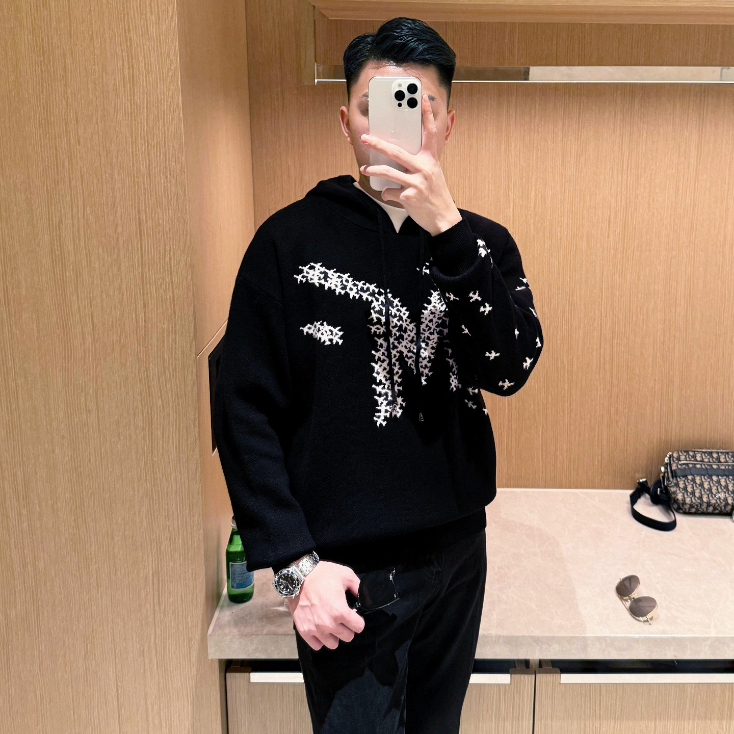 轻奢流行飞机提花带帽卫衣针织衫男休闲宽松厚实保暖毛衣男款冬季,淘宝优惠券,粉丝福利购,淘宝优惠卷