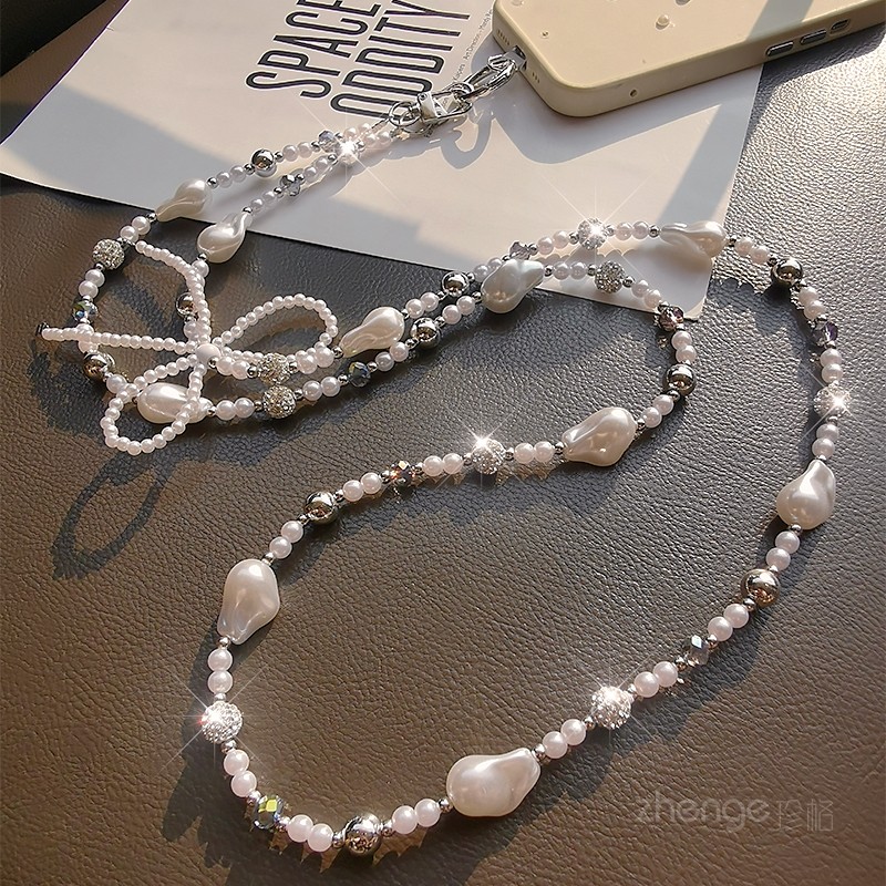 斜挎蝴蝶结珍珠手机挂链ins时尚女士户外手机挂绳旅游出行逛街小香风好看巴洛克手机壳高端可背链新款,淘宝优惠券,粉丝福利购,淘宝优惠卷