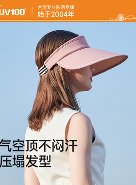 台湾UV100防晒帽夏季女士户外