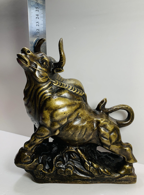 黄铜牛摆件 抬头牛牛气冲天铜生肖牛 有钱牛华尔街牛家居装饰铜器