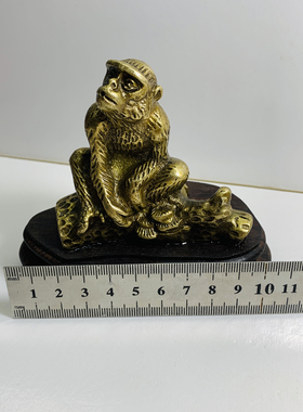Vintage 黄铜鎏金猴子手工精雕细刻动物摆件居家装饰高端奢华回流
