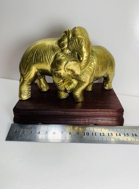 Vintage黄铜大象 情侣对象摆件 家居装饰 高端奢华 孤品 回流铜器