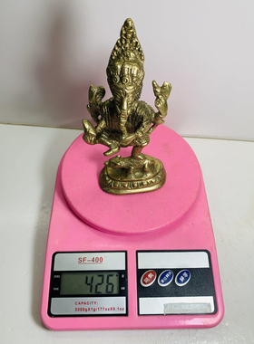 Vintage中古黄铜象神财神菩萨手工錾刻家居装饰摆件 高端奢华回流