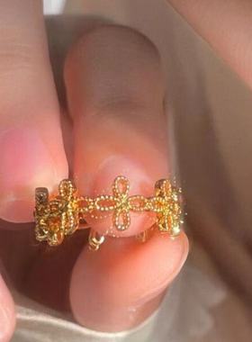 【立刻购】四叶戒指女满圈幸运草小众设计时尚简约指环活口可调节