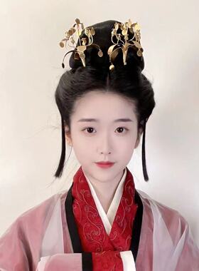 复原汉代魏晋花鸟冠铜镀金汉服发饰古风发簪汉服配饰发冠复古头饰