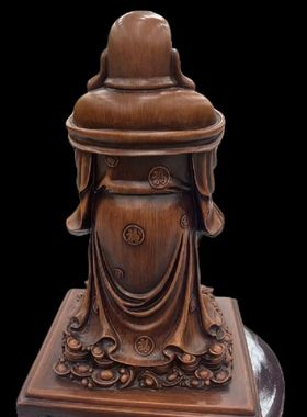 弥勒佛摆件客厅招财佛像供奉大肚佛仿木雕家居饰品办公室工艺品