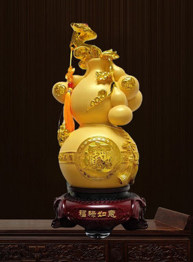 跨境沙金福禄树脂摆件家居装饰品客厅办公室开业风水葫芦摆件