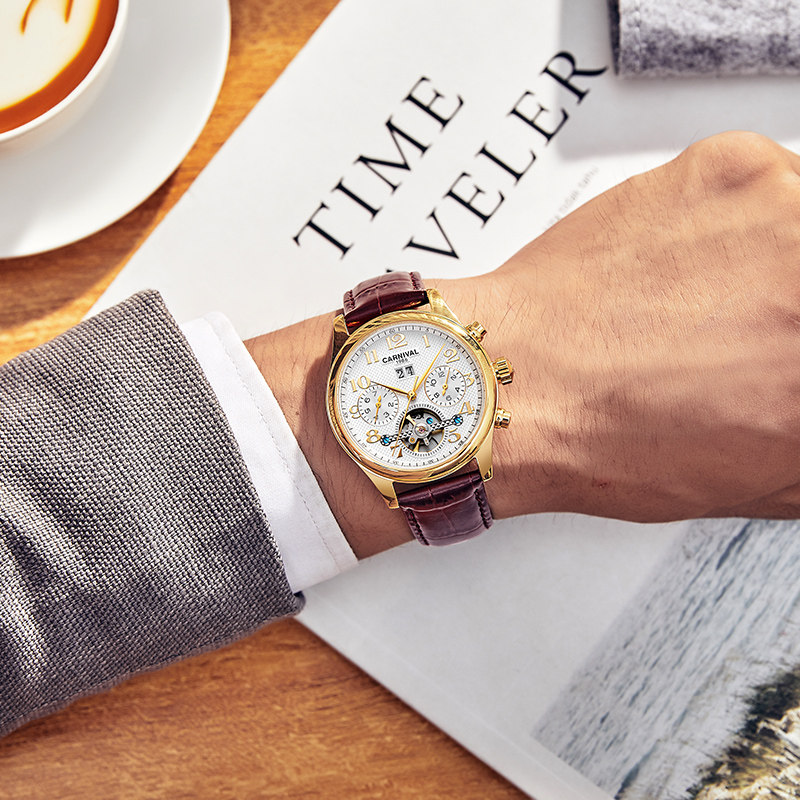 嘉年华男士全自动防水时尚潮机械表 嘉年华淘辉国产腕表