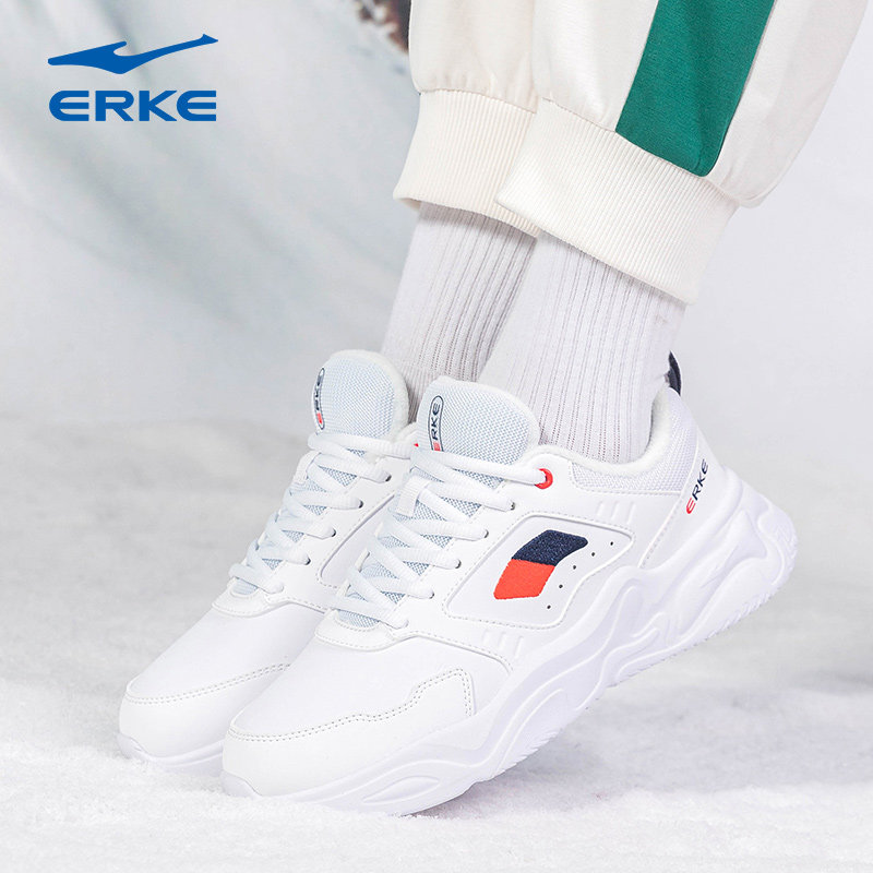 鸿星尔克女鞋秋冬新款加绒运动鞋女皮面防水跑步鞋鞋子休闲鞋棉鞋,淘宝优惠券,粉丝福利购,淘宝优惠卷