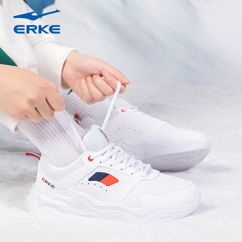 鸿星尔克女鞋秋冬新款加绒运动鞋女皮面防水跑步鞋鞋子休闲鞋棉鞋,淘宝优惠券,粉丝福利购,淘宝优惠卷