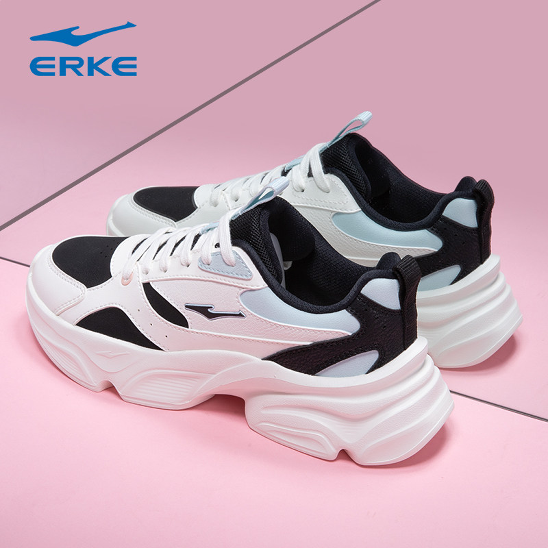 鸿星尔克女鞋冬季保暖黑色皮面防泼水鞋子老爹鞋官方旗舰运动鞋女,淘宝优惠券,粉丝福利购,淘宝优惠卷