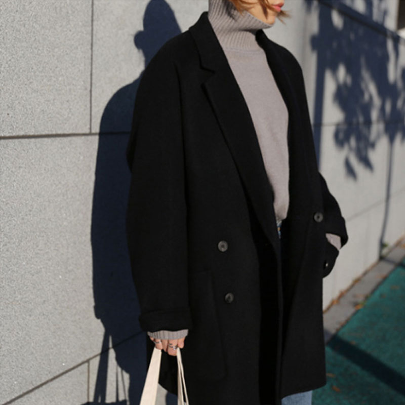 手缝纯色双面羊绒大衣女短款小个子 秋冬反季宽松羊毛呢外套 2019 手缝纯色双面羊绒大衣女短款小个子 秋冬反季宽松羊毛呢外套 2019