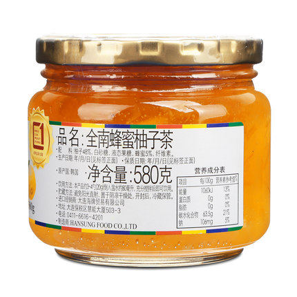 韩国原装进口全南柚子茶580g*冲饮 爱屋食品蜂蜜果味茶