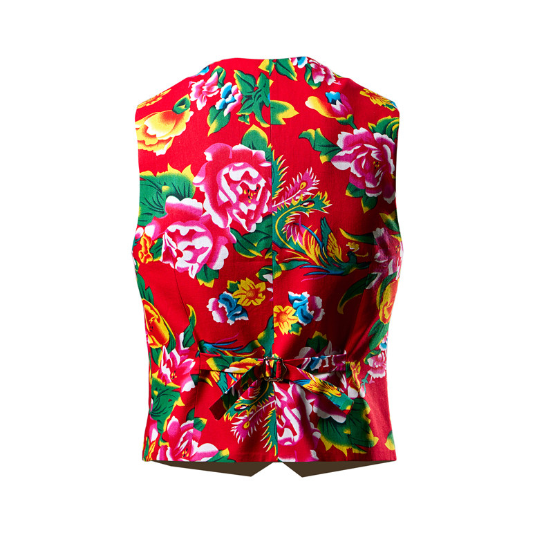 西装领商务绅士马甲演出服个性潮流东北大花花纹印花单排扣背心,淘宝优惠券,粉丝福利购,淘宝优惠卷