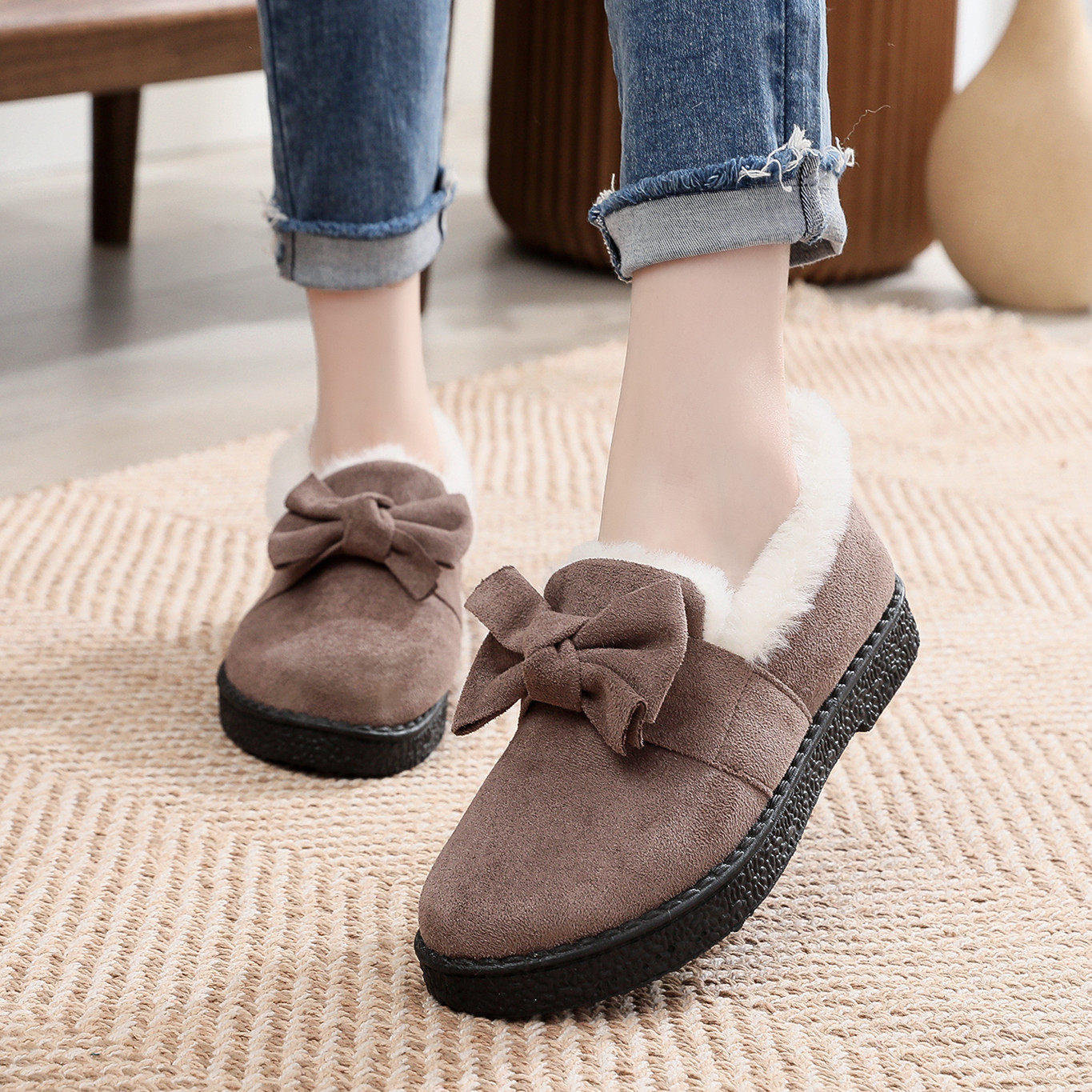 新款雪地靴女保暖鞋新款短靴百搭网红一脚蹬棉鞋女冬加绒加厚,淘宝优惠券,粉丝福利购,淘宝优惠卷