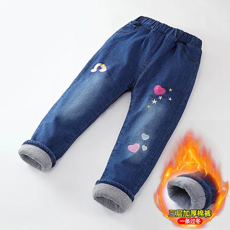 女童装冬季新款夹棉加厚保暖棉裤子三层夹棉洋气外穿儿童牛仔裤潮,淘宝优惠券,粉丝福利购,淘宝优惠卷
