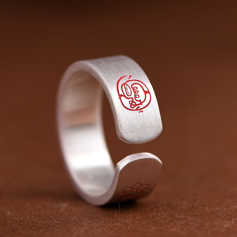 S999 sterling silver transfer koi Pisces ring retro national trend new Chinese style pure silver open ring accessories accessories
