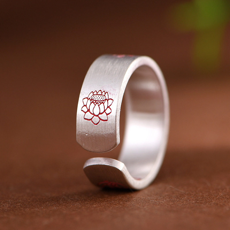 S999 sterling silver transfer koi Pisces ring retro national trend new Chinese style pure silver open ring accessories accessories