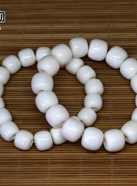 天然鹿角雕刻老型桶珠手串高密原白色墩子手链文玩珠串腕珠