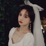 Короткая фата невесты из жемчуга, милый аксессуар для волос