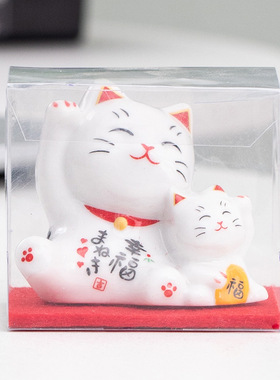 陶瓷摆件招财猫母子猫摆件