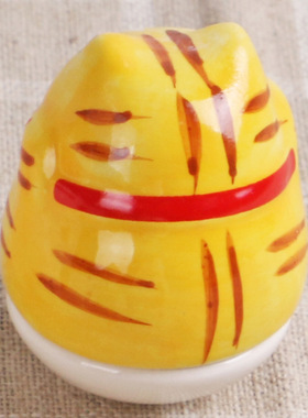 不倒翁陶瓷招财猫桌面摆件