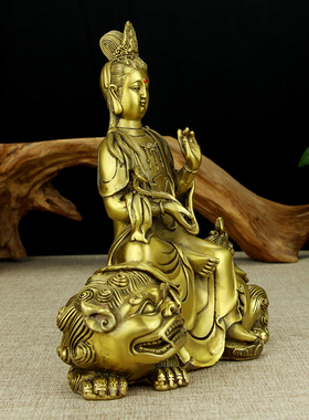 纯铜佛像文殊普贤菩萨摆件