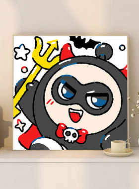 可爱卡通蛋仔派对数字油画diy手绘画填色丙烯手工填充儿童油画