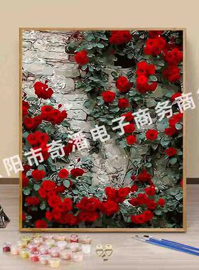 风景数字油画手工填色画diy装饰画儿童益智涂色油彩画批发丙烯画
