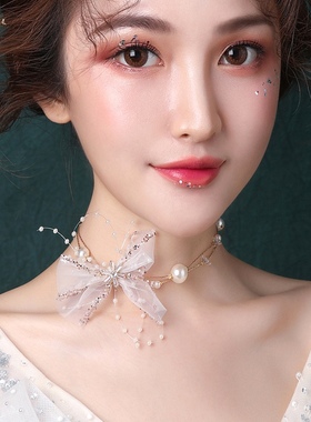 白色婚纱配饰新娘项链脖子饰品
