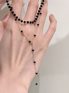 金色双层叠戴毛衣链卫衣吊坠