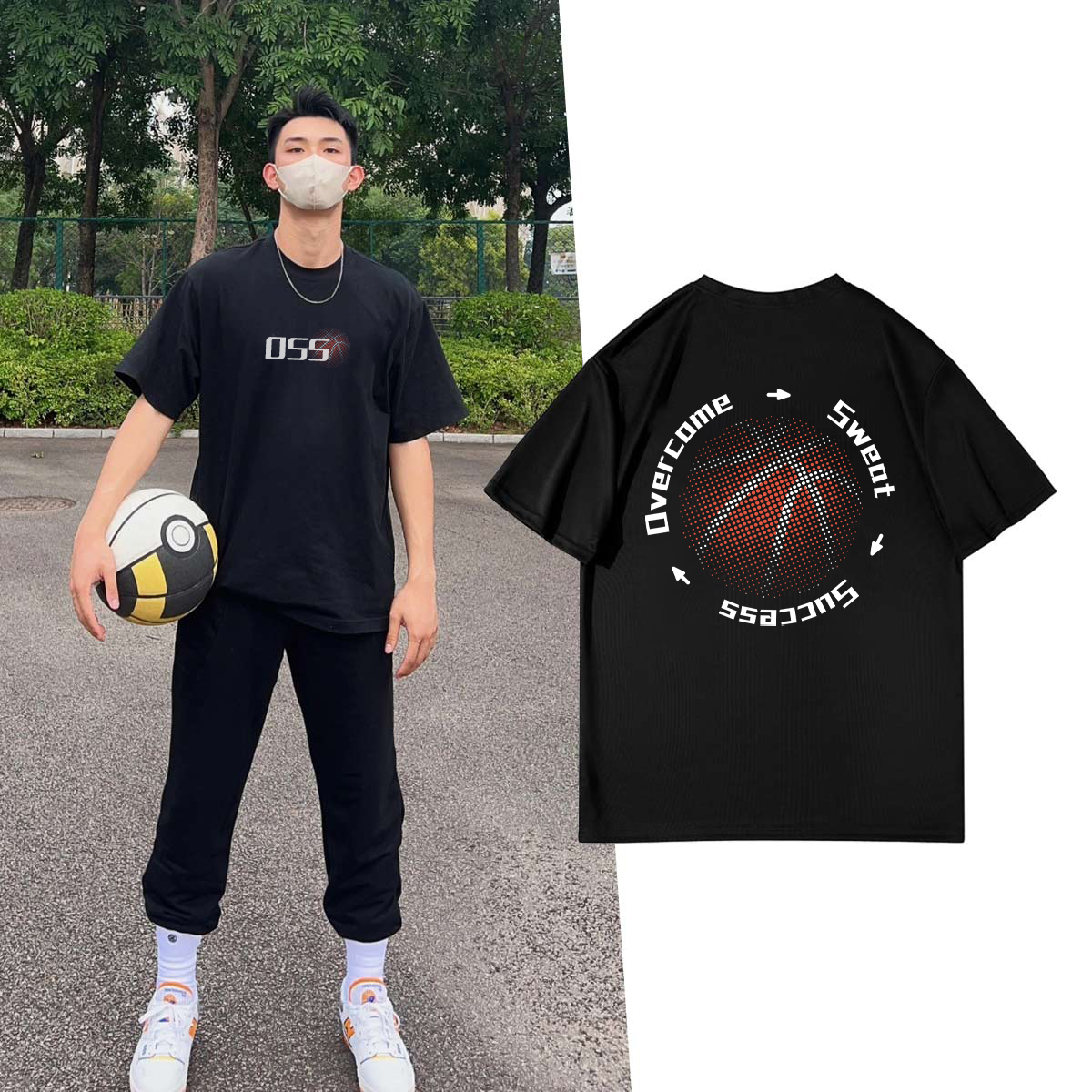 美式篮球T恤训练男短袖长袖秋冬篮球投篮服运动上衣宽松健身高弹T - 图2