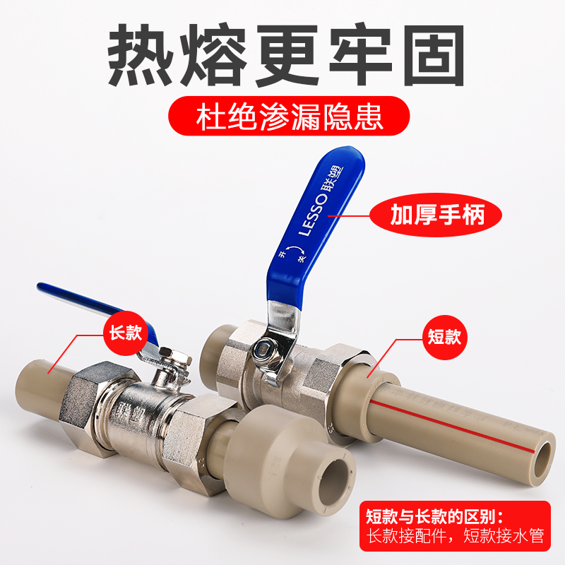 联塑PPR双活接球阀全通径截止阀20 25 32内外螺纹球阀热水管配件 - 图2