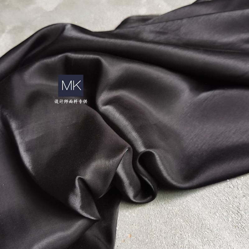 原创设计师布料 盛装黑水晶绸缎布 网红直播背景装饰造型布料