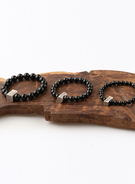 流云匠铺纯天然黑曜石单圈手链