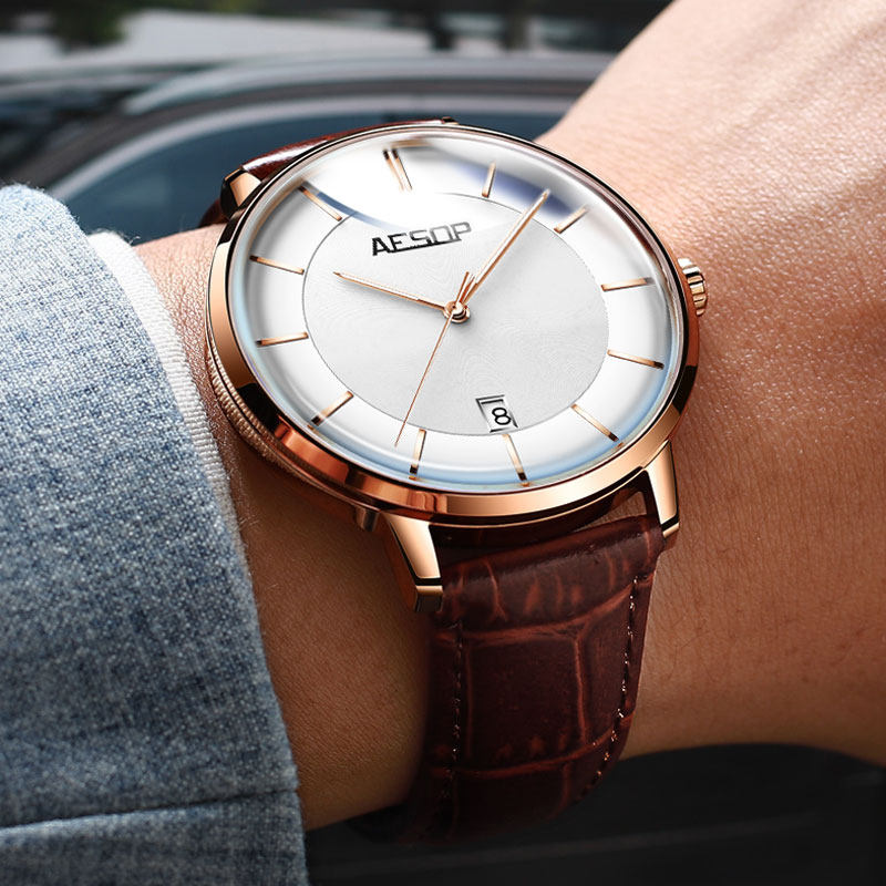 2019新款正品伊索男士全自动机械表 aesop利沃国产腕表