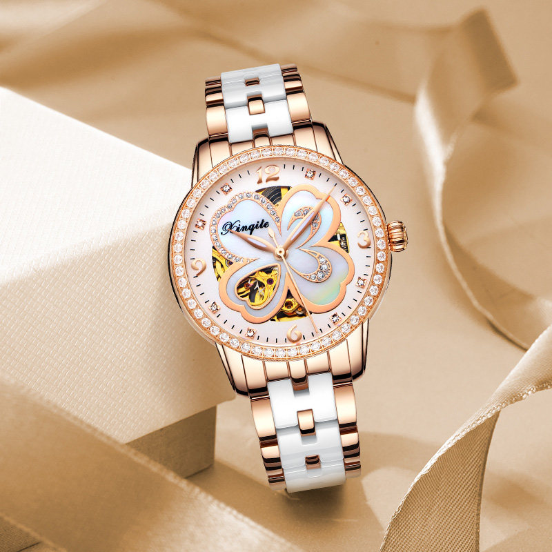 新款女士全自动防水时尚夜光机械表 aesop利沃国产腕表