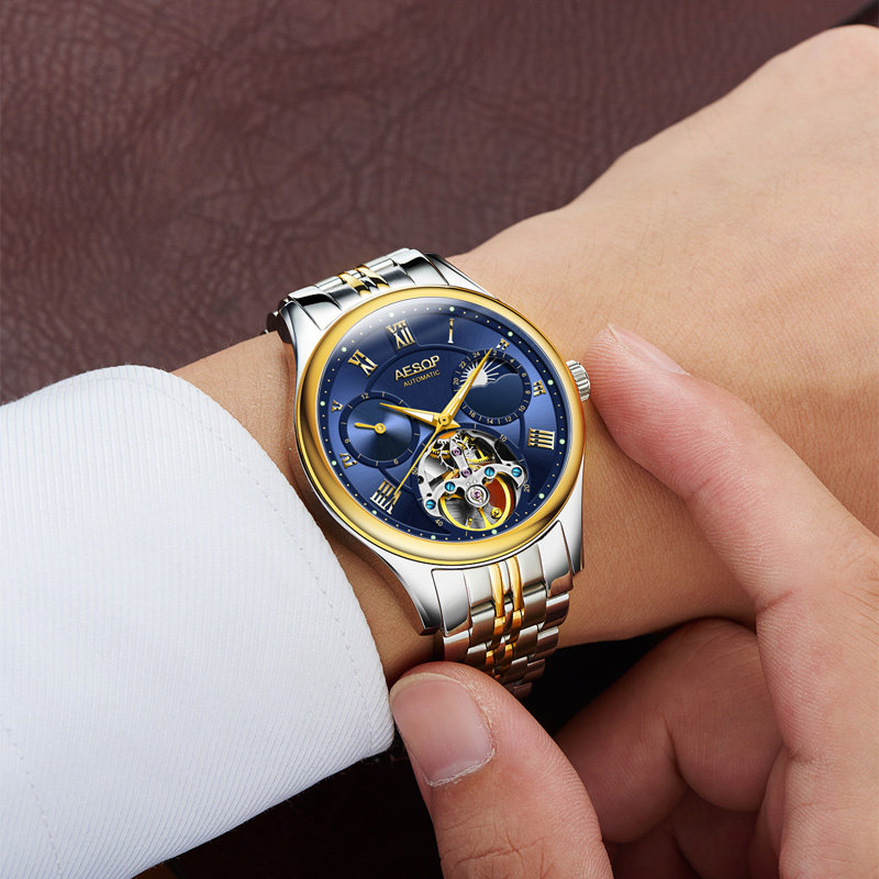 2019新款正品男士全自动防水机械表 aesop利沃国产腕表