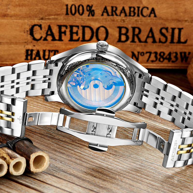 2019新款正品男士全自动防水机械表 aesop利沃国产腕表