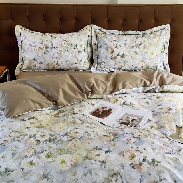 Flower French pastoral style twill cotton four-piece set bedding cover sheet simple cotton quilt cover four seasons bedding