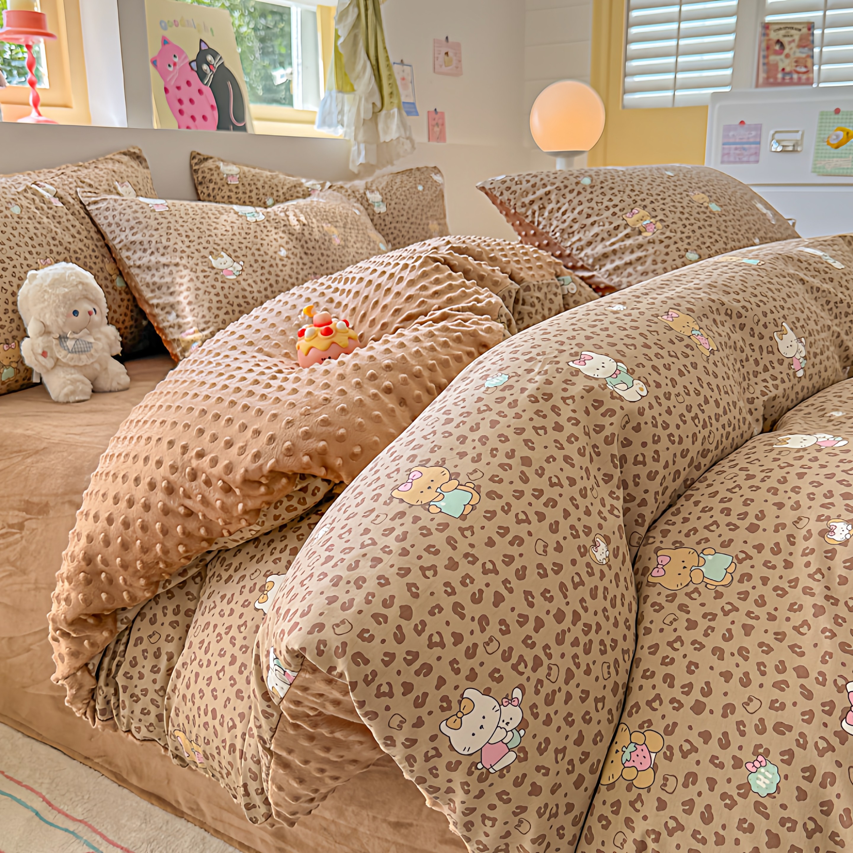 A棉B绒豆豆绒全棉40支儿童四件套纯棉可爱卡通男孩被套床单蓝色,淘宝优惠券,粉丝福利购,淘宝优惠卷