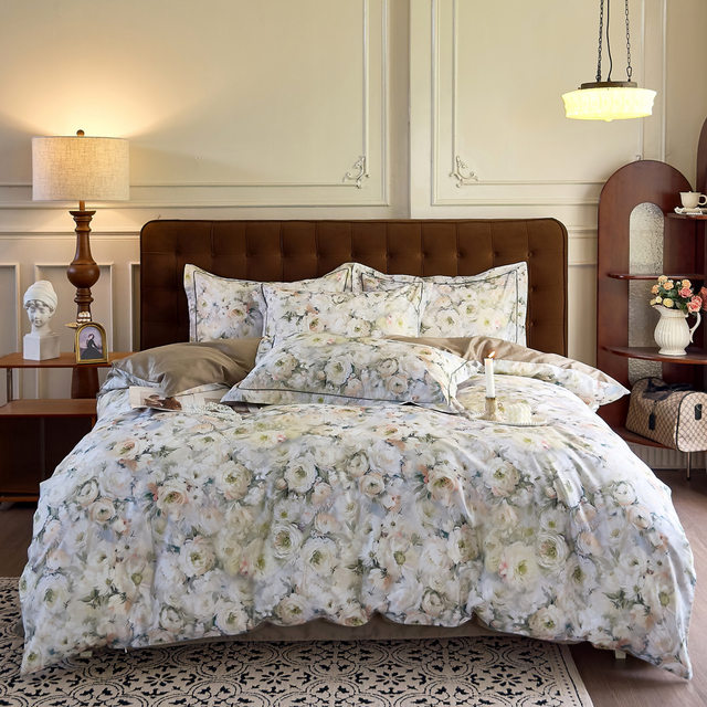Flower French pastoral style twill cotton four-piece set bedding cover sheet simple cotton quilt cover four seasons bedding