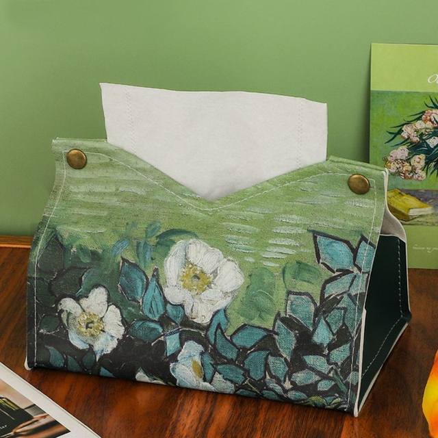 Ins style oil painting tissue box living room leather paper box
