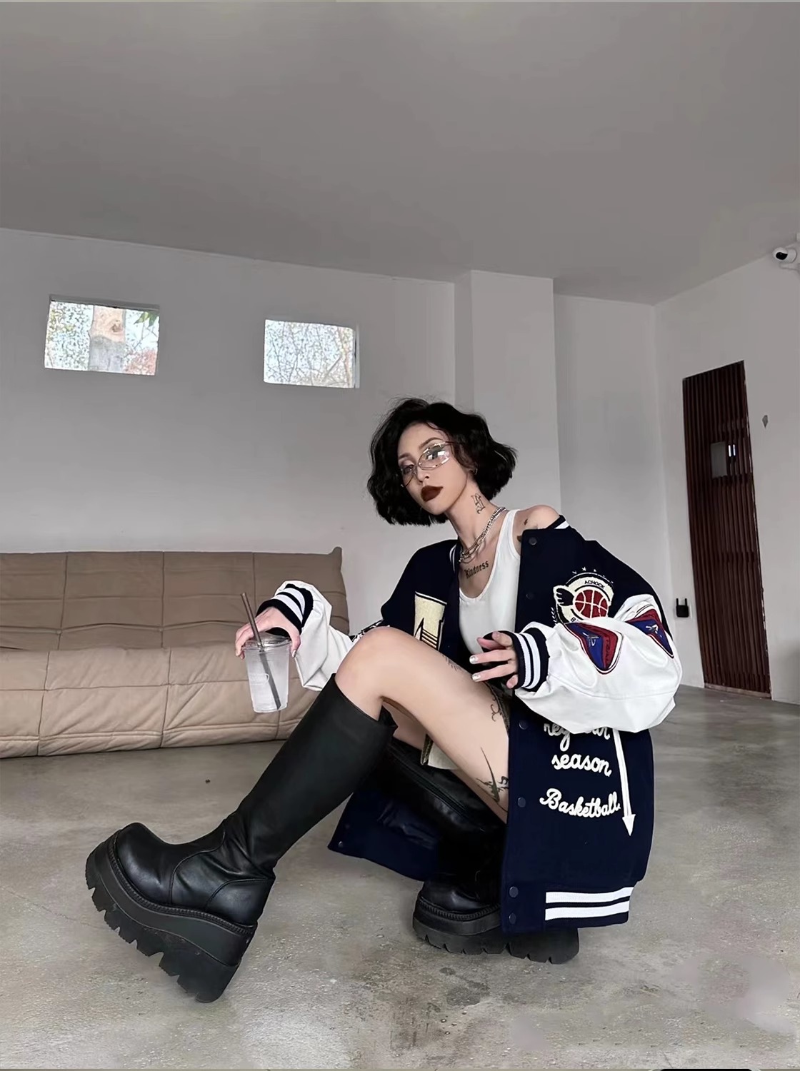 THENDBAOLUO闪电保罗学院风小众棒球服