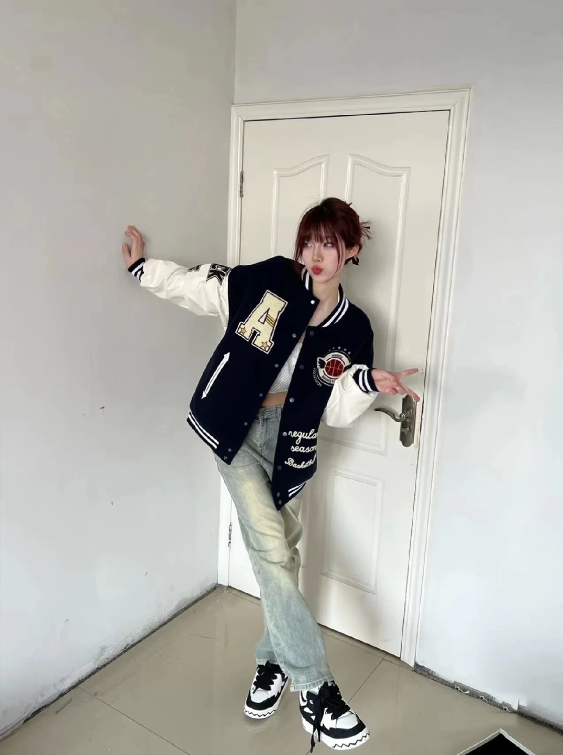 THENDBAOLUO闪电保罗学院风小众a棒球服
