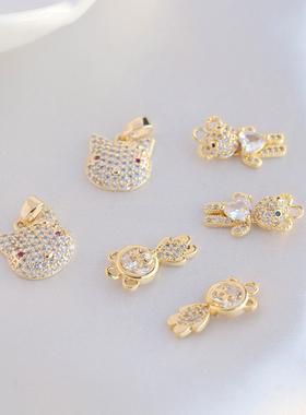 女镀金镶锆石闪晶晶吊坠DIY配件