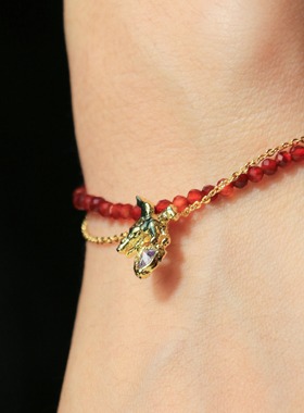 天马赐福小马天然石红色女士手链